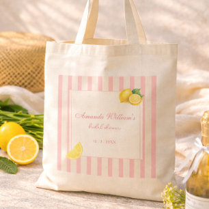 Bolsa Tote Listras de Limão e Pêssego Chuveiro de Noiva Favor