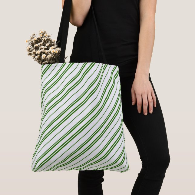 Bolsa Tote Listras de Natal de Bala de Hortelã (Close Up)