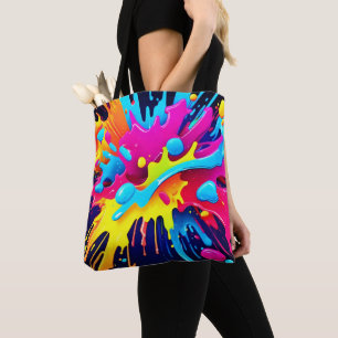 Bolsa Tote Listras de Pintura Fluorescentes Dinâmicas