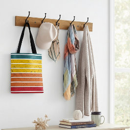 Bolsa Tote Listras de pôr do sol arco-íris retrô vintage