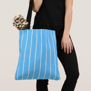 Bolsa Tote Listras de Verão Azul Céu e Branco