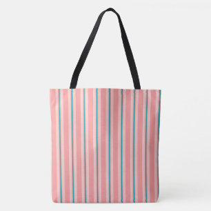 Bolsa Tote Listras de verão - coral e turquesa