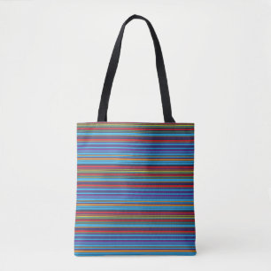 Bolsa Tote Listras de violeta azul-brancas