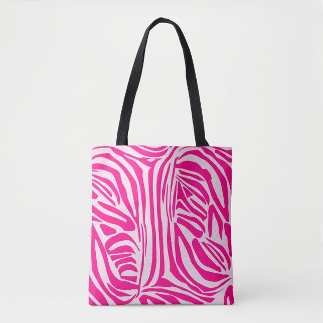 Bolsa Tote Listras de zebra rosa (Frente)