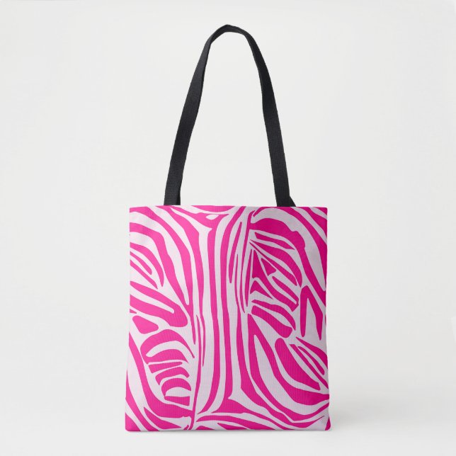 Bolsa Tote Listras de zebra rosa (Frente)