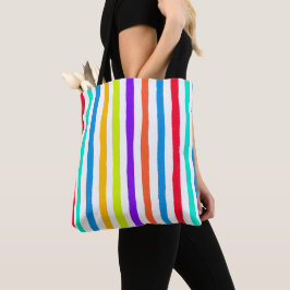 Bolsa Tote Listras desenhadas à mão em cores brilhantes de po