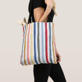 Bolsa Tote Listras desenhadas à mão em cores modernas do meio