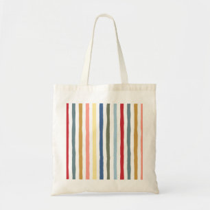 Bolsa Tote Listras desenhadas à mão em cores modernas do meio