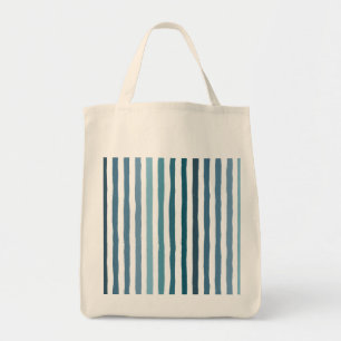 Bolsa Tote Listras desenhadas à mão em tons de azul inspirado