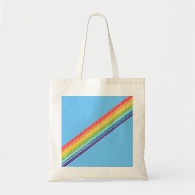 Bolsa Tote Listras do arco-íris diagonais (Frente)
