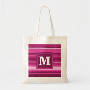 Bolsa Tote Listras do fúcsia do monograma