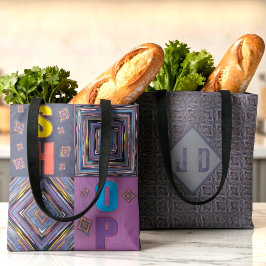 Bolsa Tote Listras e Diamantes Monograma Colorido