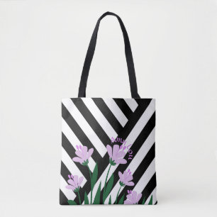 Bolsa Tote Listras e Flores