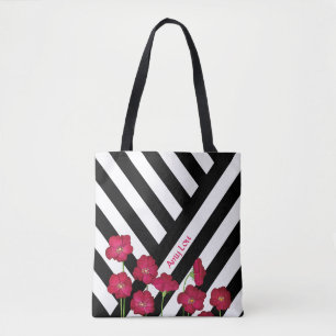 Bolsa Tote Listras e Flores