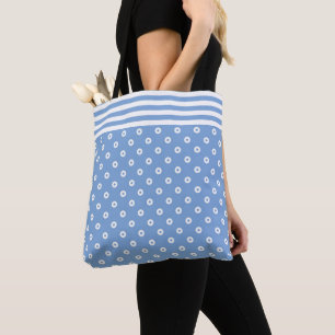 Bolsa Tote Listras e pontos de tendências modernas, azuis e b