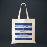 Bolsa Tote Listras e saco do séquito da noiva náutica da<br><div class="desc">Este saco moderno é ideal para um casamento do destino, ou um casamento com um tema da praia ou do verão. Caracteriza listras horizontais em duas cores com uma âncora em uma das listras. Este saco faz um presente perfeito para uma madrinha de casamento, damas de honra, mãe da noiva...</div>