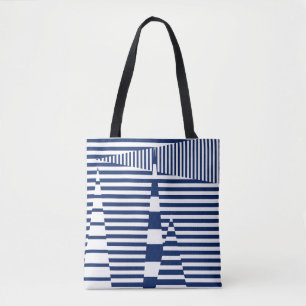 Bolsa Tote Listras em Listras em Azul e Branco