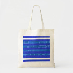 Bolsa Tote Listras Geométricas Brancas Azuis Legais