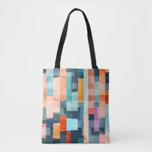 Bolsa Tote Listras geométricas multicolores, padrão de tendên