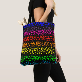 Bolsa Tote Listras horizontais com pontos em cores arco-íris