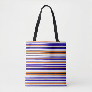 Bolsa Tote Listras laranja azuis fofas