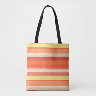 Bolsa Tote Listras laranja vermelhas fofas