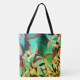 Bolsa Tote Listras marrons sobre verde ou água-marinha