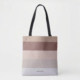 Bolsa Tote Listras modernas com bege e mauve monograma