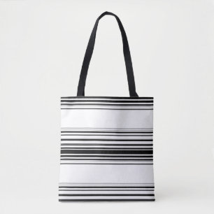 Bolsa Tote Listras modernas preto e branco