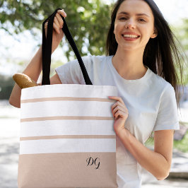 Bolsa Tote Listras Monograma Elegantes Modernas e Ousadas Neu
