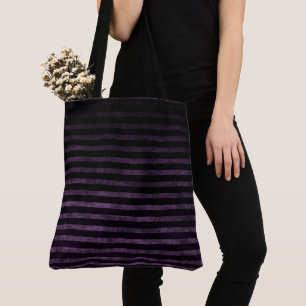 Bolsa Tote Listras Ombre Grunge Preto e Roxo