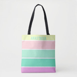 Bolsa Tote Listras Pastel Personalizadas na Moda
