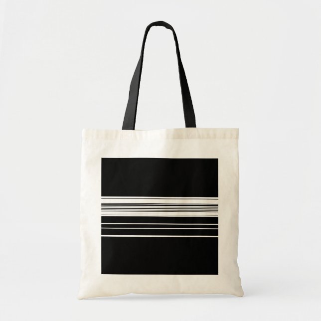 Bolsa Tote Listras pretas e brancas chiques  (Frente)