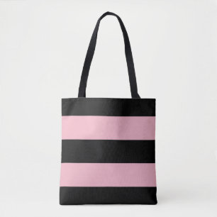 Bolsa Tote Listras pretas e cor-de-rosa