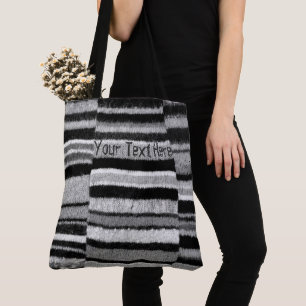 Bolsa Tote listras preto e branco feitas malha chique