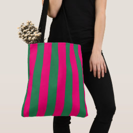 Bolsa Tote Listras rosa e verdes