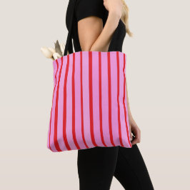 Bolsa Tote Listras Rosa e Vermelho