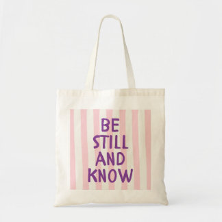 Bolsa Tote Listras Rosa Letra Bíblica Roxa para Mulheres