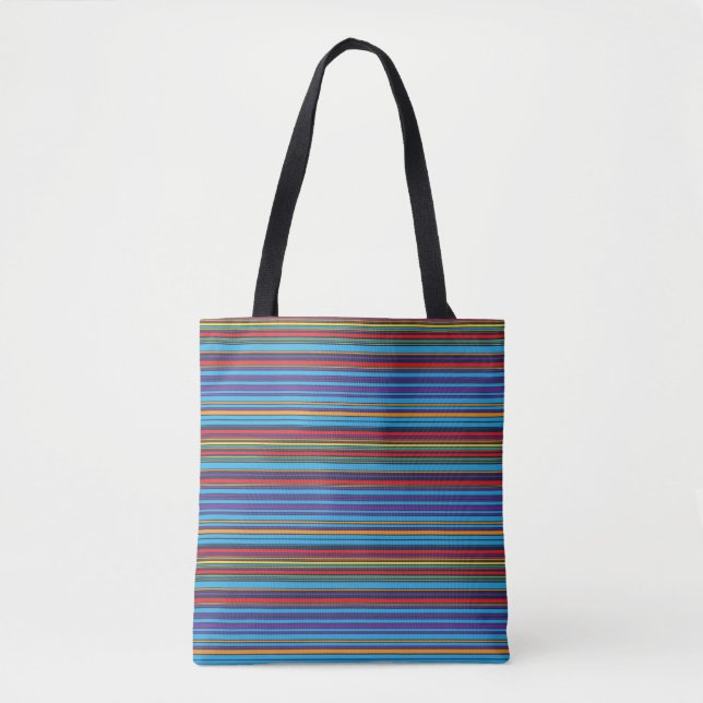 Bolsa Tote Listras roxas azuis fofas (Frente)