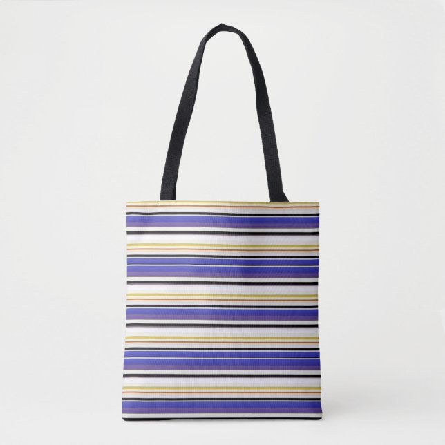 Bolsa Tote Listras roxas brancas fofas (Frente)