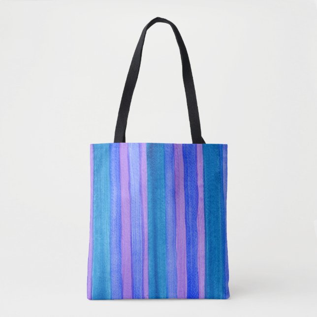 Bolsa Tote Listras Turquesa, Azul e Violeta All-Over-Print (Frente)
