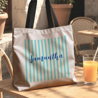 Bolsa Tote Listras turquesa Modernes das Damas de Honra do Ca