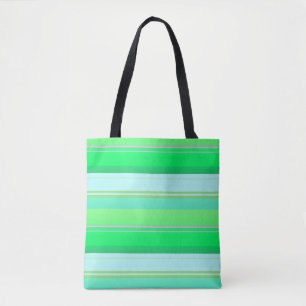 Bolsa Tote Listras verdes aqua fofas