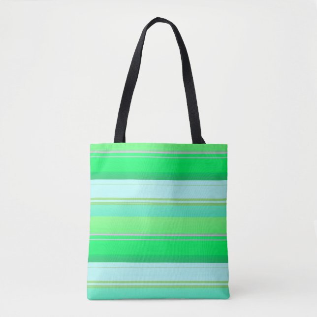 Bolsa Tote Listras verdes aqua fofas (Frente)