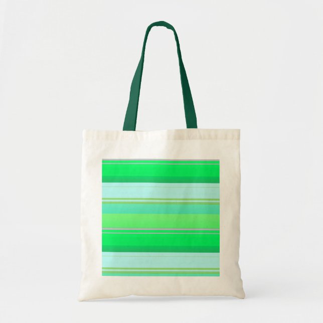 Bolsa Tote Listras verdes aqua fofas (Frente)