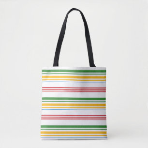 Bolsa Tote Listras verdes, brancas, amarelas