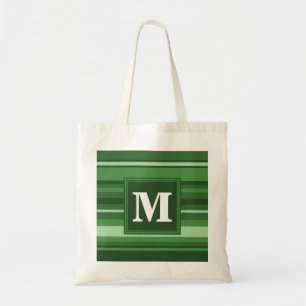 Bolsa Tote Listras verdes do monograma