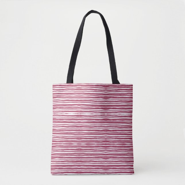 Bolsa Tote Listras Vermelhas Bordeaux  (Frente)