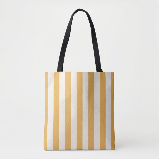 Bolsa Tote Listras Verticais Amarelo E Branco Laminados (Frente)