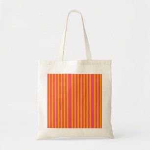 Bolsa Tote Listras Verticais Rosa Quente e Laranja Padrão